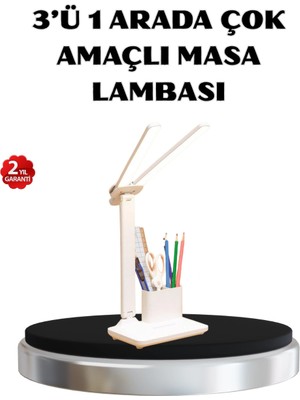 Najmaddin Kalemlik ve Telefon Standlı Masa Lambası – Kısılabilir LED Işık, Göz Dostu Tasarım