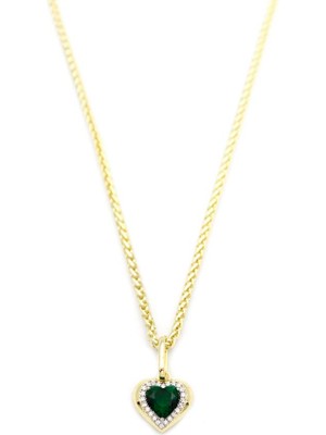 Ne Verelim Size Taşlı Kalp Kolye - Yeşil