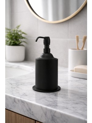 Hızır Mat Siyah Renk, Pirinç Sıvı Sabunluk, Ağır Pirinç Gövde, Lüks & Modern Banyo Aksesuarı