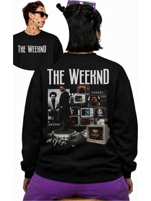 Fuddy Moda Unisex Oversize Rapper The Weeknd Sırt Baskılı Bisiklet Yaka Kapüşonsuz Sweatshirt