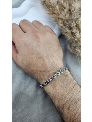 Stainless Steel Doç Zincir Bileklik | 316L Çelik | 21 cm | Gümüş
