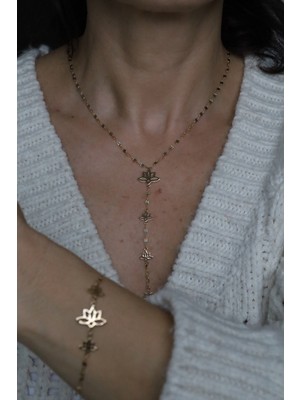 14 Ayar Altın Taşsız Süzme Lotus Set SET32300