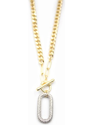 Ne Verelim Size Taşlı Zincir Kolye - Altın