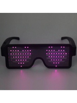 PremiumPort Pembe LED Işıklı Şarjlı Kablosuz Parti Gözlüğü, Eğlenceye Renk Katın
