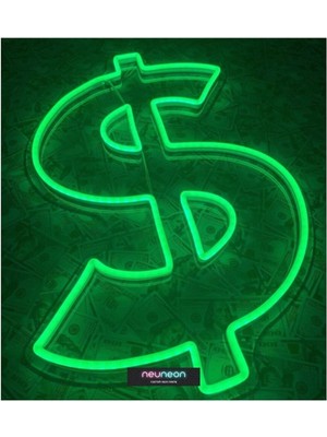 PremiumPort Dolar Neon LED Aydınlatma Gece Lambası Işıklı Duvar Dekoru