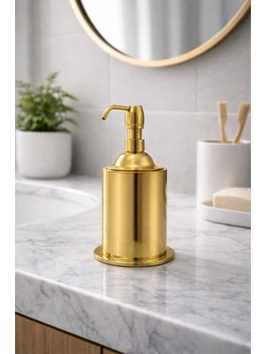 Hızır Pvd Altın Renk, Pirinç Sıvı Sabunluk, Ağır Pirinç Gövde, Lüks & Modern Banyo Aksesuarı