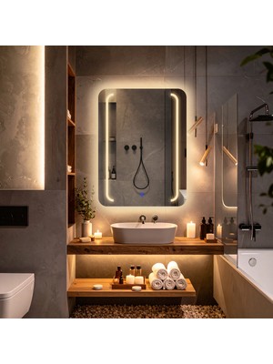 PremiumPort Led'li Kumlamalı Dokunmatik Banyo Aynası, Günışığı Işığıyla Parlaklık