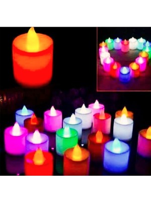 PremiumPort Tealight LED Mum Seti, Sarı Işık, Pilli, Dumanlı Olmayan, 4'lü Paket