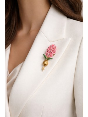 Modex Altın Sarısı Özel Tasarım Sümbül Çiçeği Broş (5cm)