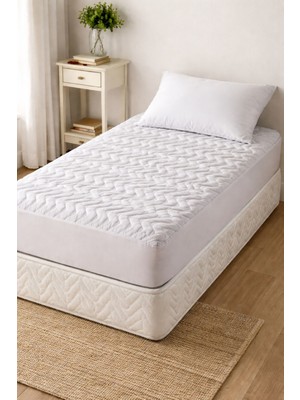 Özdilek Tek Kişilik Fitted Alez 100*200+35 Pamuklu Lastikli Beyaz Yatak Koruyucu