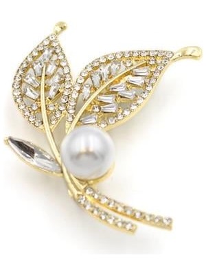 Ne Verelim Size Incili Yaprak Broş - Altın