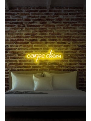 PremiumPort Neon LED Işıklı Carpe Diem Yazısı, 53X20 Cm, Dekoratif ve Parlak Işık