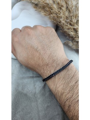 Stainless Steel Hasır Örgü Model Bileklik | 316L Çelik | 21 cm