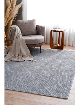 Türkeri Halı Monard Modern Koyu Gri Halı Geometrik Desenli