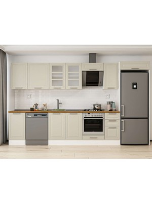 Alvinka 365X222 cm Klasik Mebran Mutfak Dolabı MB-E80S45S40-3 Kumtaşı - Suntalam