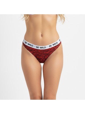 Bonbon Kadın Beli Beyaz Lastikli Leopar Desen String Külot BB2186