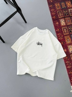 Erkek Baskılı Oversize T-Shirt - Beyaz