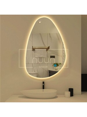 PremiumPort 90X70 cm Düğmeli LED Dokunmatik Ayna, Şık ve Fonksiyonel Tasarım