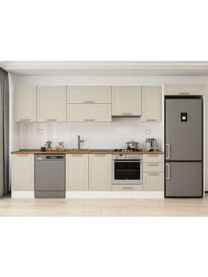 Alvinka 365X222 cm Klasik Mebran Mutfak Dolabı MB-E80S45S40-1 Kumtaşı - Suntalam