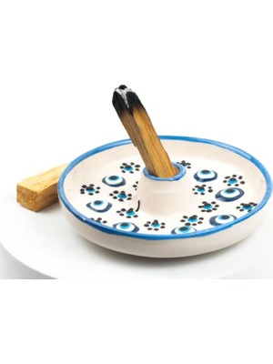 Mistikhane Nazar Boncuklu- Ritüel-Tütsü Başlangıç Seti-5 (1 Ad. Seramik Tütsülük + 30 Gr. Palo Santo Ağaç Tütsü)