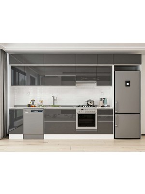 Alvinka 365X240 cm High Gloss Mutfak Dolabı MB-E80S40S45-1 Antrasit - Mdf