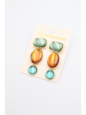 Royaleks Taşlı Küpe - Çok Renkli