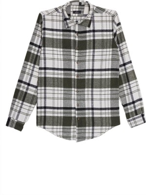 Tudors Erkek Slim Fit Kareli Kışlık Gömlek Uzun Kol Günlük Stil Dar Kesim