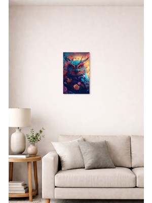 Arvion Bilgeliğin Renkleri – Renkli Baykuş Cam Tablo