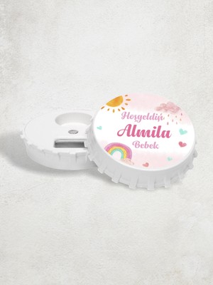 Dijidepo Kişiye Özel Isimli Gökkuşağı Temalı Bebek Hediyeliği Magnet 6 cm