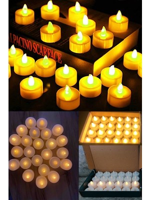 PremiumPort 4'lü LED Tealight Mum, Pil ile Işıklı, Sıcak Sarı Gün Işığı Atmosferi