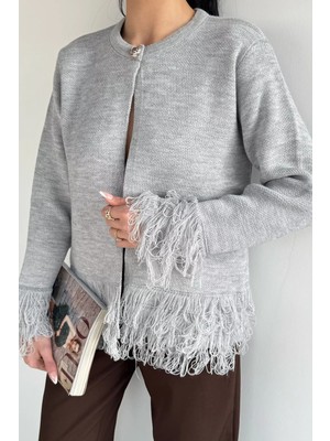 Gülseli Kadın Püsküllü Triko Hırka P-00020364