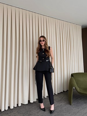 Laluvia Siyah Pensli Pantolon - 51269