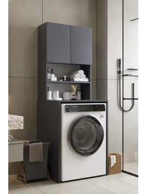Awox Vega Çamaşır Makinesi Üstü Dolap Banyo Dolabı Kapaklı Dolap Çamaşır Dolabı Üst Dolap