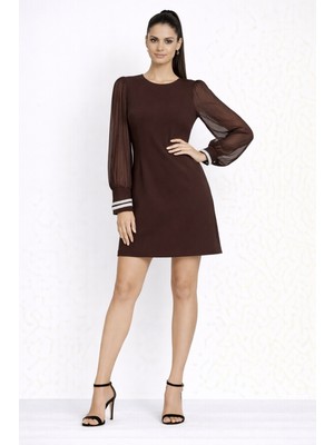 Centilmen Sensılıne Kolları Tül Elbise 7296