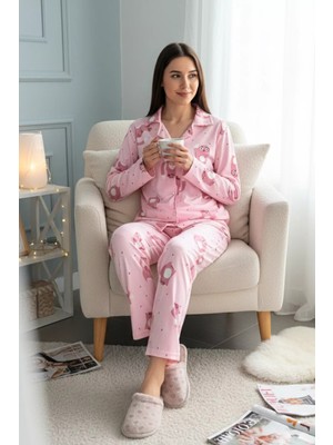 Gülseli Boyraz Baskılı Kadın Süet Pijama Takımı P-00020338