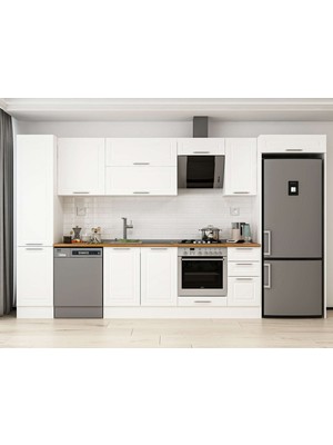 Alvinka 365X222 cm Klasik Mebran Mutfak Dolabı MBB-E80B45S40-2 Beyaz - Mdf