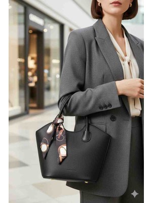 Linas Collection Kadın Fular Detaylı El ve Omuz Çantası