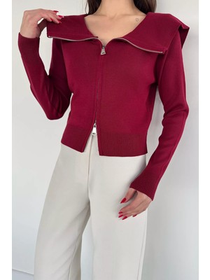 Gülseli Kadın Bebe Yaka Fermuarlı Triko Bluz P-00020343