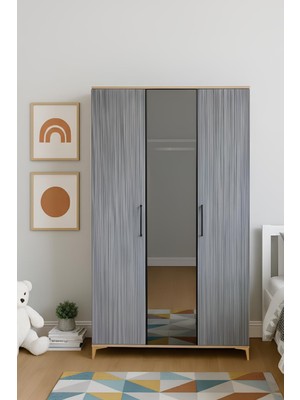 Arion Ege 3 Kapaklı Çekmeceli Genç Odası Dolabı | %100 Mdf Kalitesi | Rehau Kaplama Kapaklar | Ağaç Ayaklar | 1.sınıfmalzeme Kalitesi