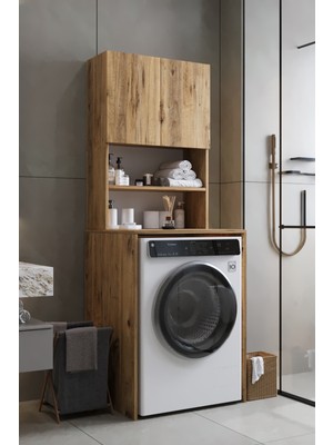Awox Vega Çamaşır Makinesi Üstü Dolap Banyo Dolabı Kapaklı Dolap Çamaşır Dolabı Üst Dolap