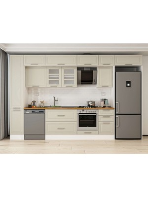 Alvinka 365X240 cm Klasik Mebran Mutfak Dolabı MBB-E80B40S45-3 Kumtaşı - Mdf