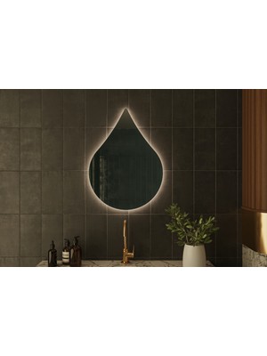 PremiumPort Şık Damla Desenli Ledli Dekoratif Ayna, Zarif ve Işıltılı Tasarım