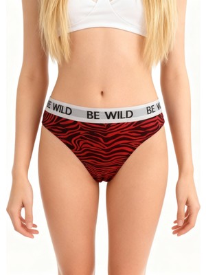 Bonbon Kadın Beli Lastikli Arkası Dantelli Leopar Desen Slip Külot BB2184