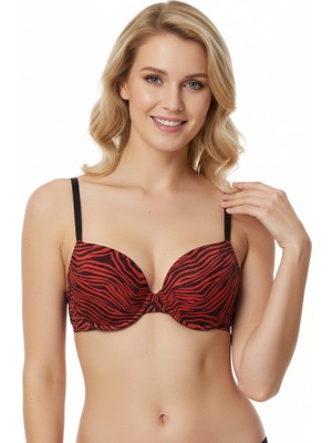 Bonbon Kadın Destekli Balenli Leopar Desenli Sütyen BB2190