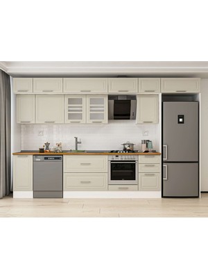 Alvinka 365X240 cm Klasik Mebran Mutfak Dolabı MB-E80S40S45-3 Kumtaşı - Mdf