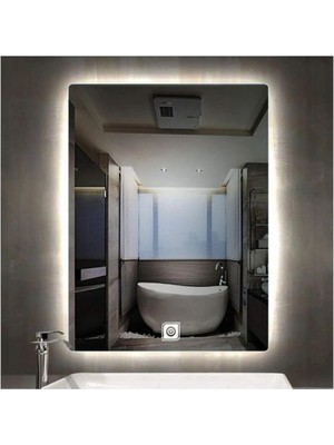 PremiumPort 70X40CM Diktörgen Ledli Dekoratif Banyo ve Salon Duvar Aynası