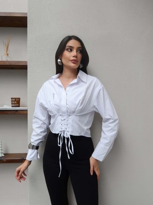 Esra Helvacı Ön Bağlama Detaylı Gömlek