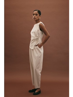 Sateen Lena Havuç Pantolon - Taş