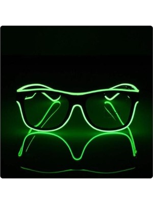 PremiumPort Neon Yeşil LED Parti Gözlüğü Işıklı Pilli Eğlence ve Düğün Için