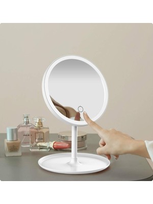 PremiumPort Düzenlenebilir 90° Oynar Başlıklı, 3 Renk LED Işıklı, Şarjlı Dokunmatik Makyaj Aynası